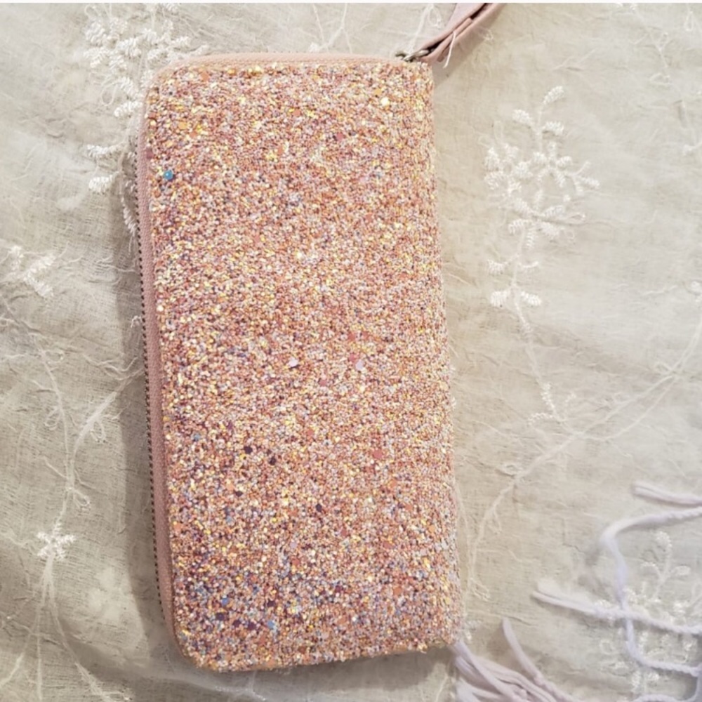 Glittery Sparkle Icing Pink Rainbow WristletWallet